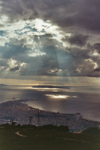 Trapani from above — clouds breaking