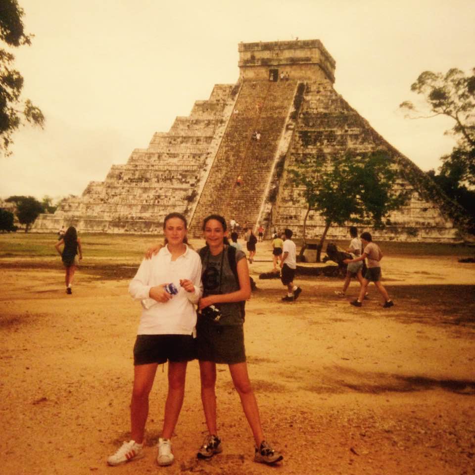 At the foot of the pyramid