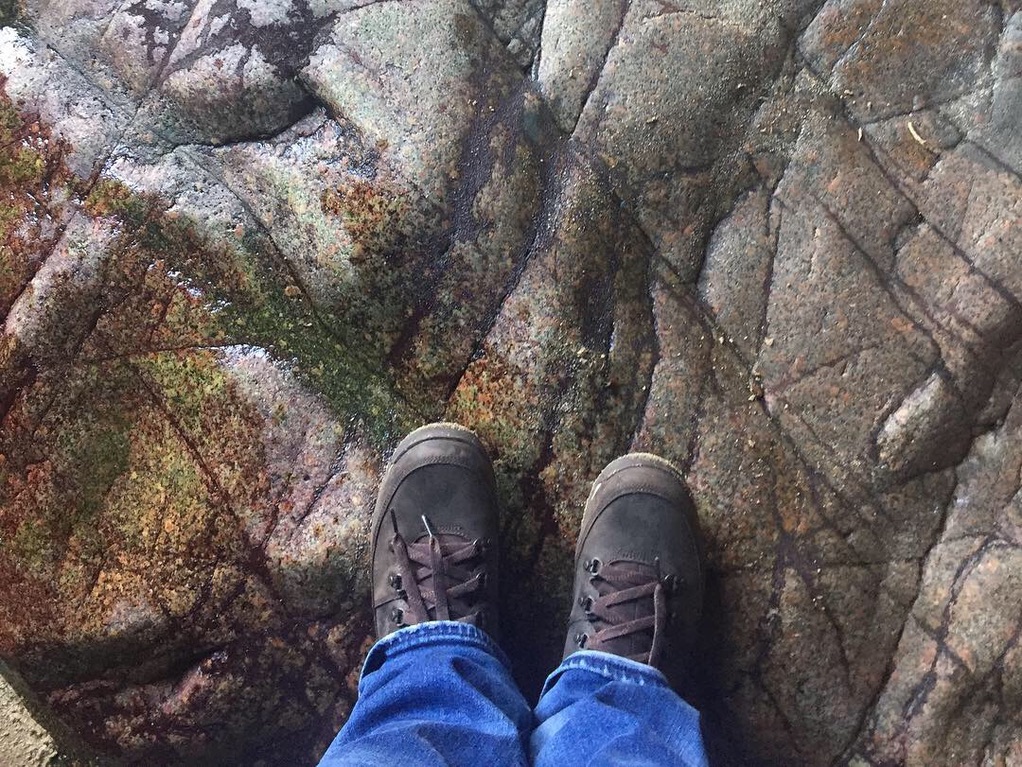 Boots on weathered granite
